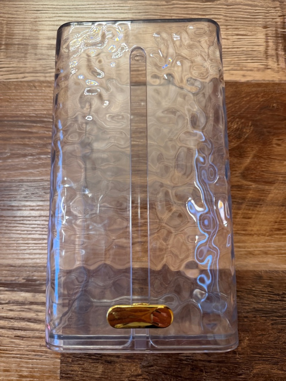 Clear Textured Acrylic Tissue Box Cover with Gold Accent